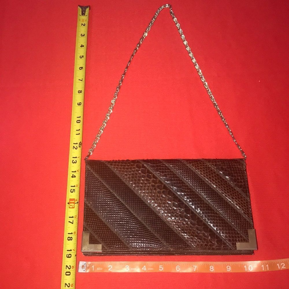 Bogs By Varon Vtg Python Hon & Snakeskin Clutch E… - image 6